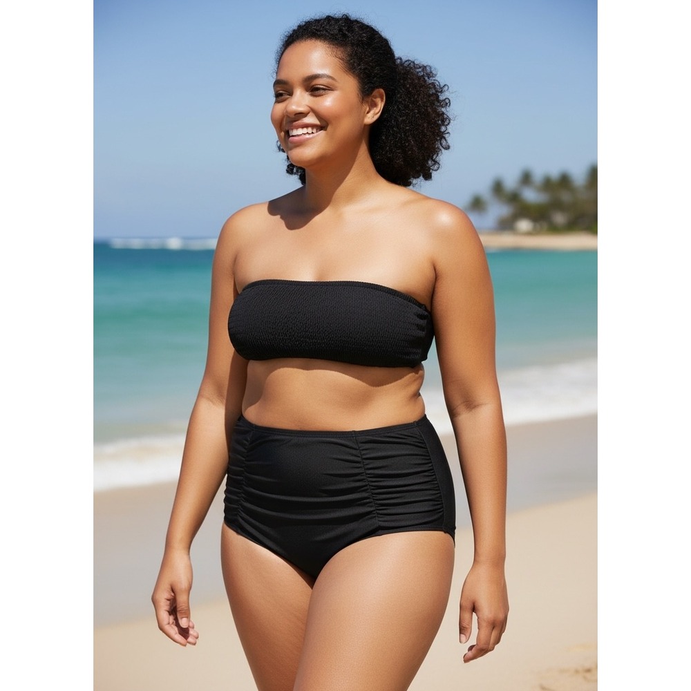 Lands' End Women's Black Swim Bottoms Bikini Brief Plus Size 1X 16W-18W